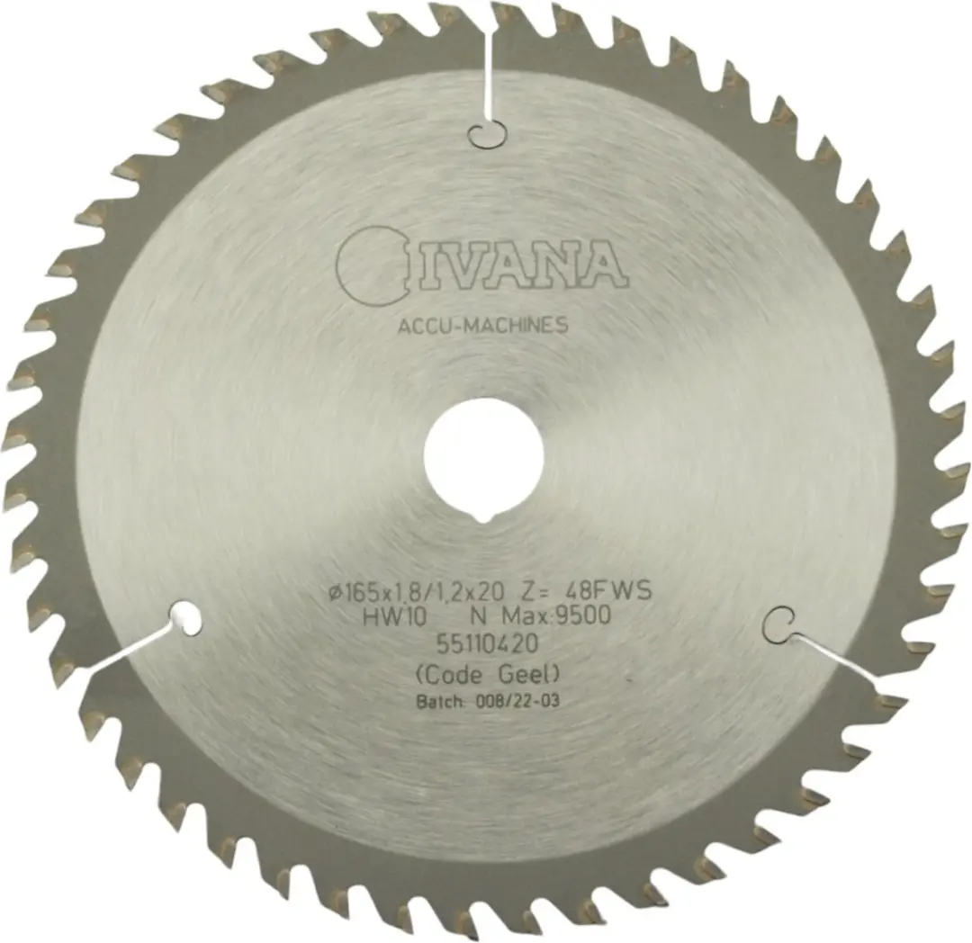 Ivana Cirkelzaagblad Hardmetaal 165x1.8mm/1.2x20mm Z= 48FWS Hout