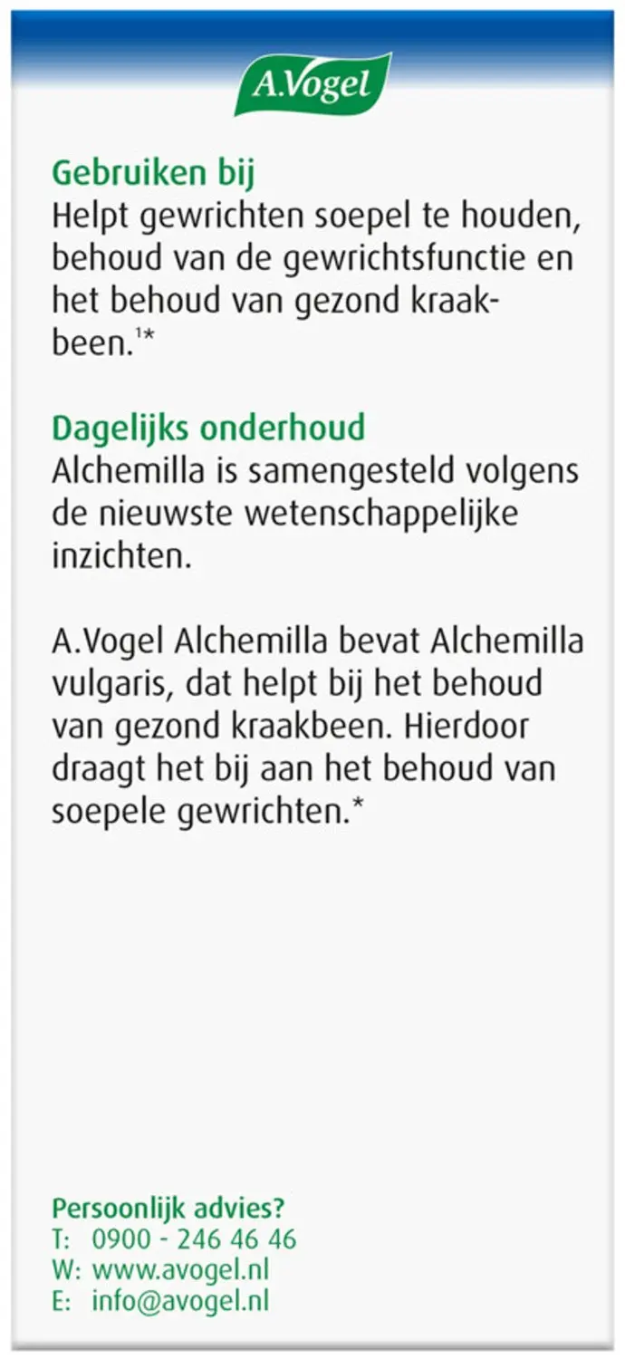 A.Vogel Alchemilla Gewrichten - 2x 60 tabletten - afbeelding 2 van 5