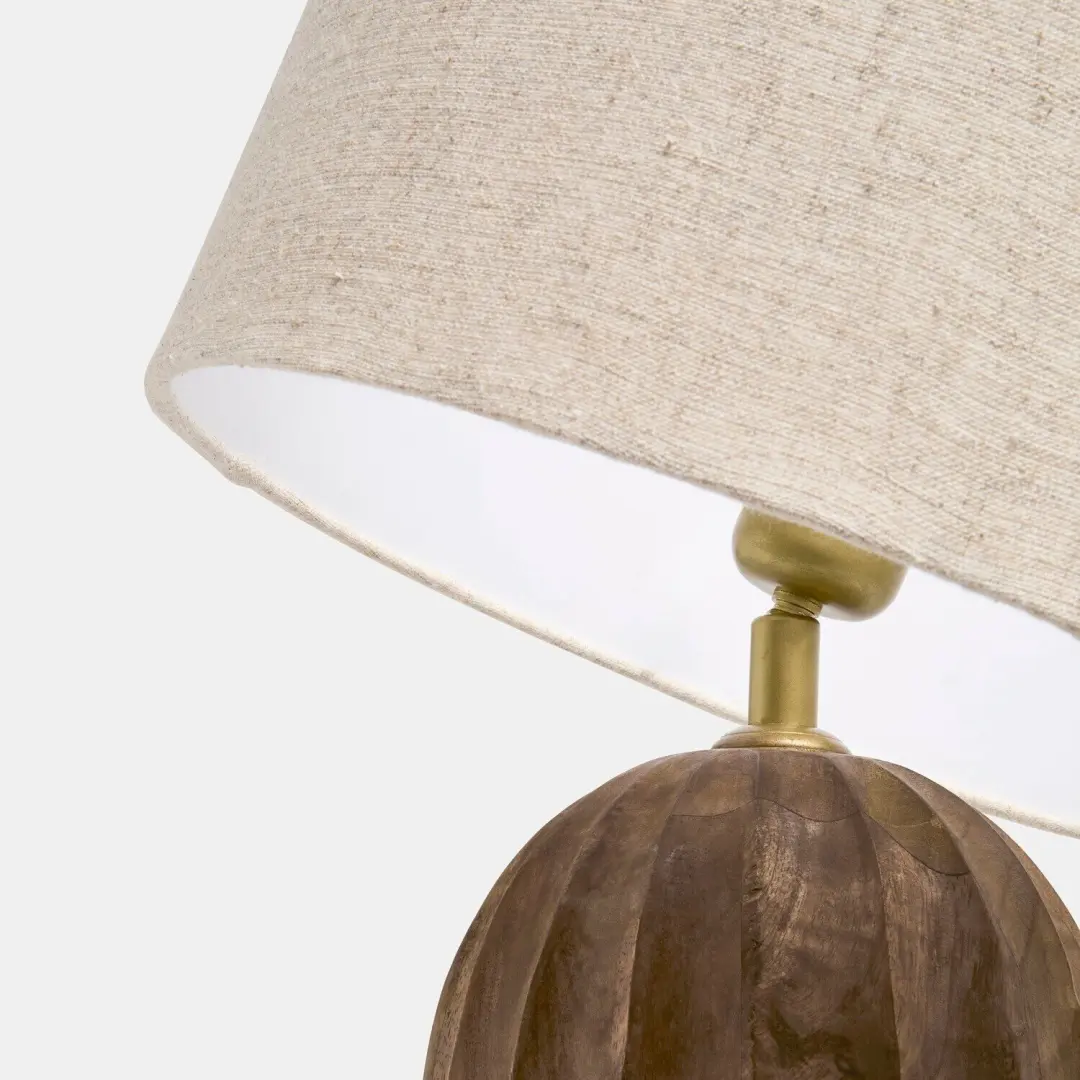 Loberon Olvéran Tafellamp - 25W - Ø30cm - Beige/Bruin - afbeelding 5 van 6
