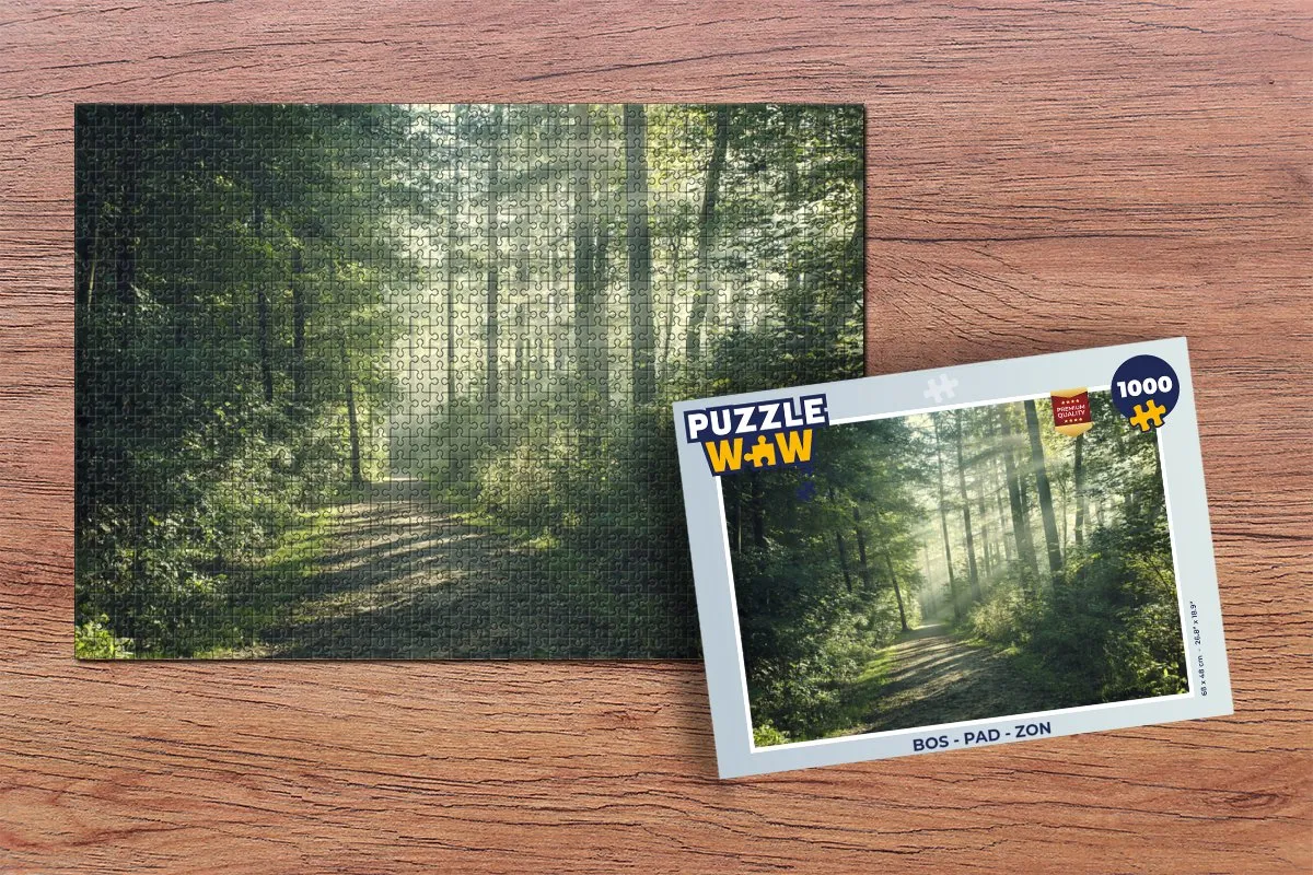 PuzzleWow Puzzel Bos - Pad - Zon - Bomen 1000 Stuks - Multicolor