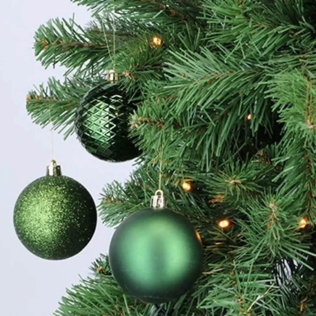 Decoris Kunststof Kerstballen Dennengroen 6cm - 100 stuks - afbeelding 5 van 6