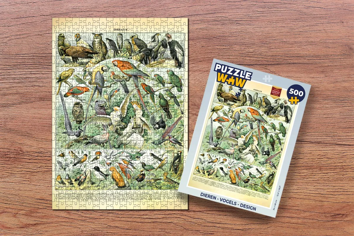 PuzzleWow Adolphe Millot Vogels Legpuzzel 500 Stuks - Multicolor