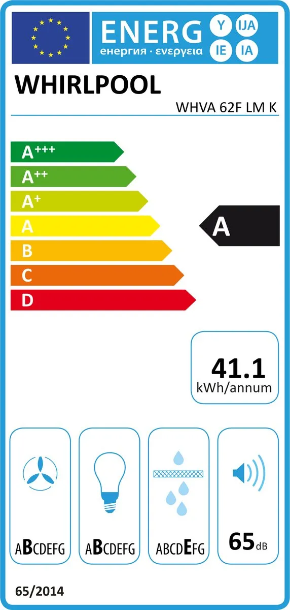 Whirlpool WHVA 62F LM K Afzuigkap - 485 m³/uur - Zwart