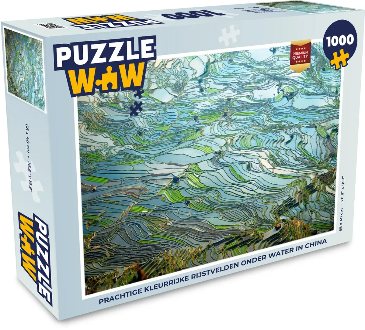 PuzzleWow Legpuzzel Rijstvelden onder water 1000 Stuks