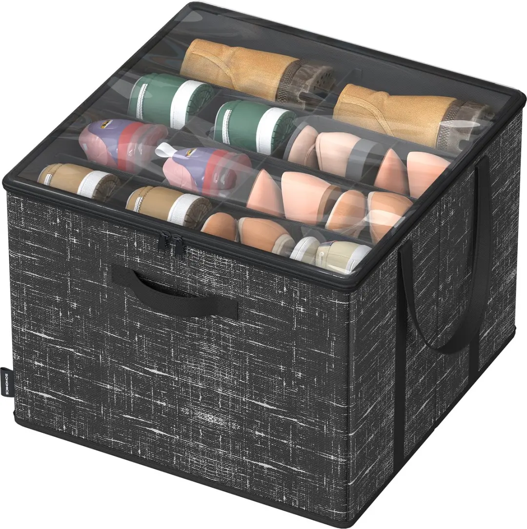 SONGMICS - Schoenendoos - Schoenorganizer - Voor Maximaal 16 Paar Schoenen - Met Handgrepen en Transparant Deksel
