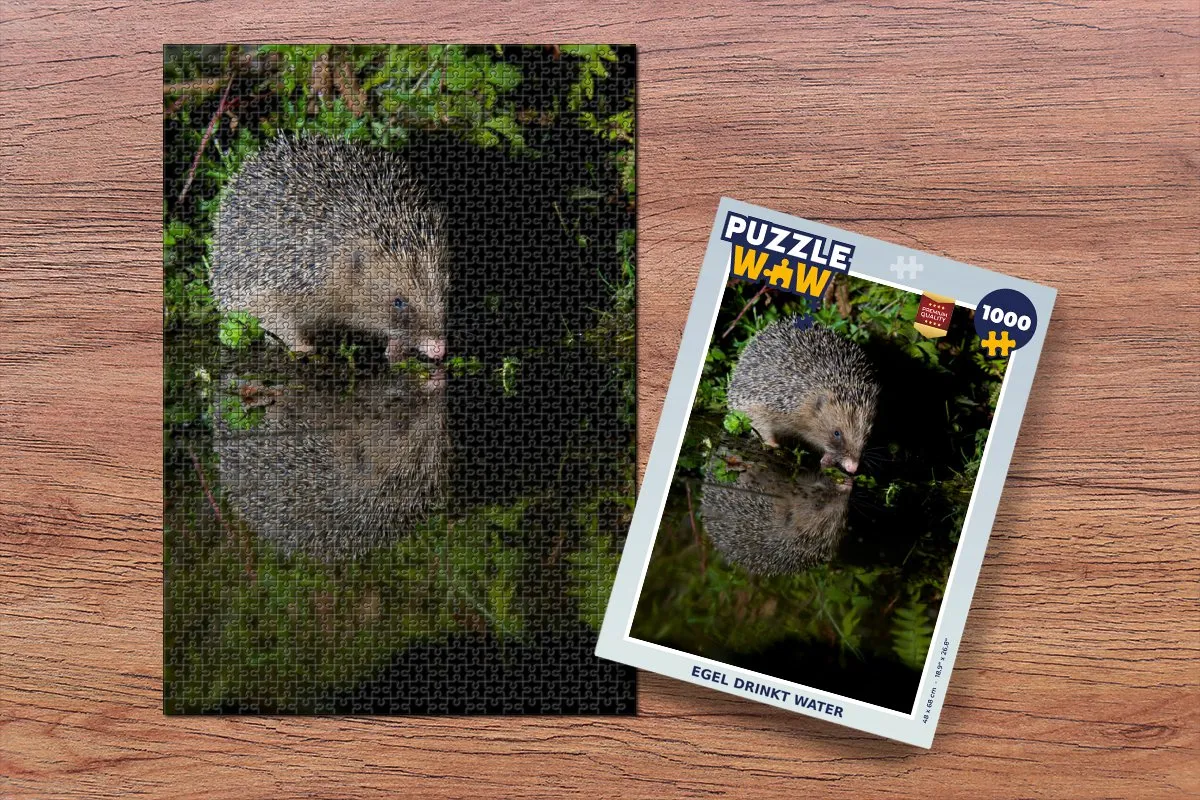 PuzzleWow Legpuzzel Egel Drinkt Water 1000 Stuks
