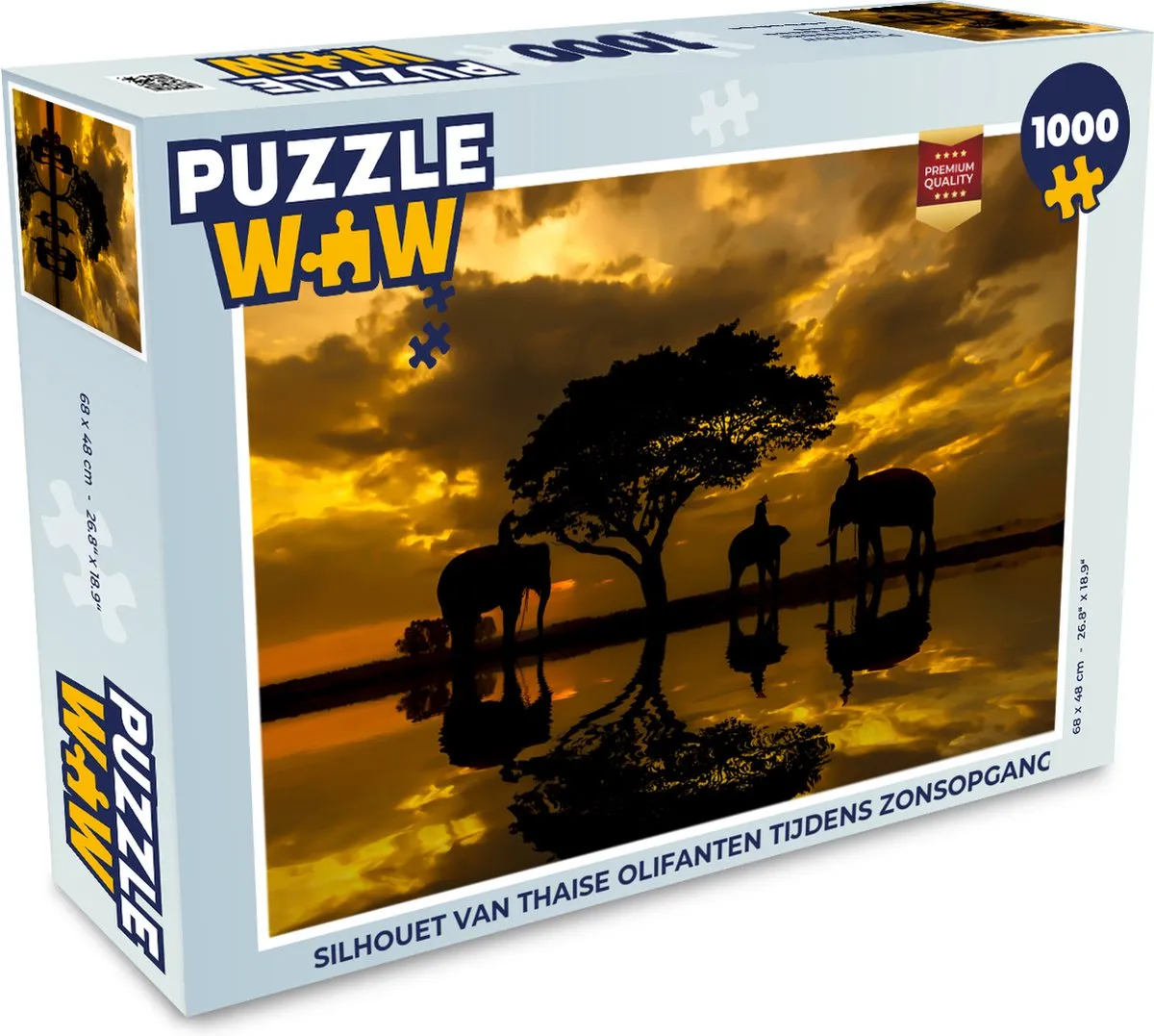 PuzzleWow Thaise Olifanten Zonsopgang Legpuzzel 1000 Stuks