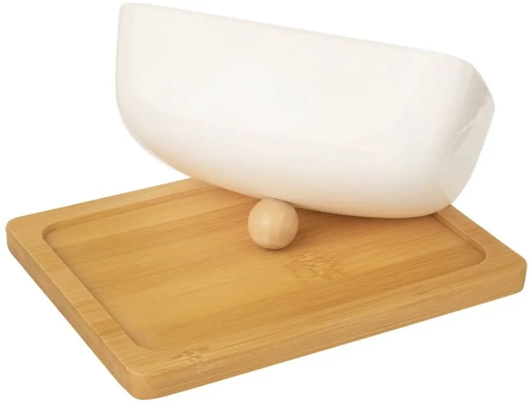 Orion Porseleinen botervloot met deksel - 16x13x8,5cm - Wit - afbeelding 4 van 6