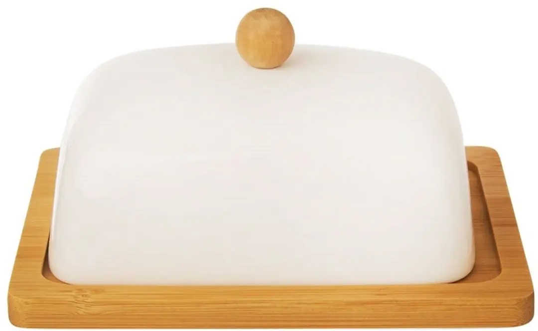 Orion Porseleinen botervloot met deksel - 16x13x8,5cm - Wit - afbeelding 3 van 6