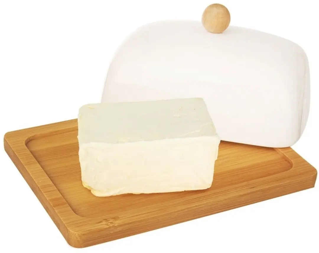 Orion Porseleinen botervloot met deksel - 16x13x8,5cm - Wit - afbeelding 6 van 6