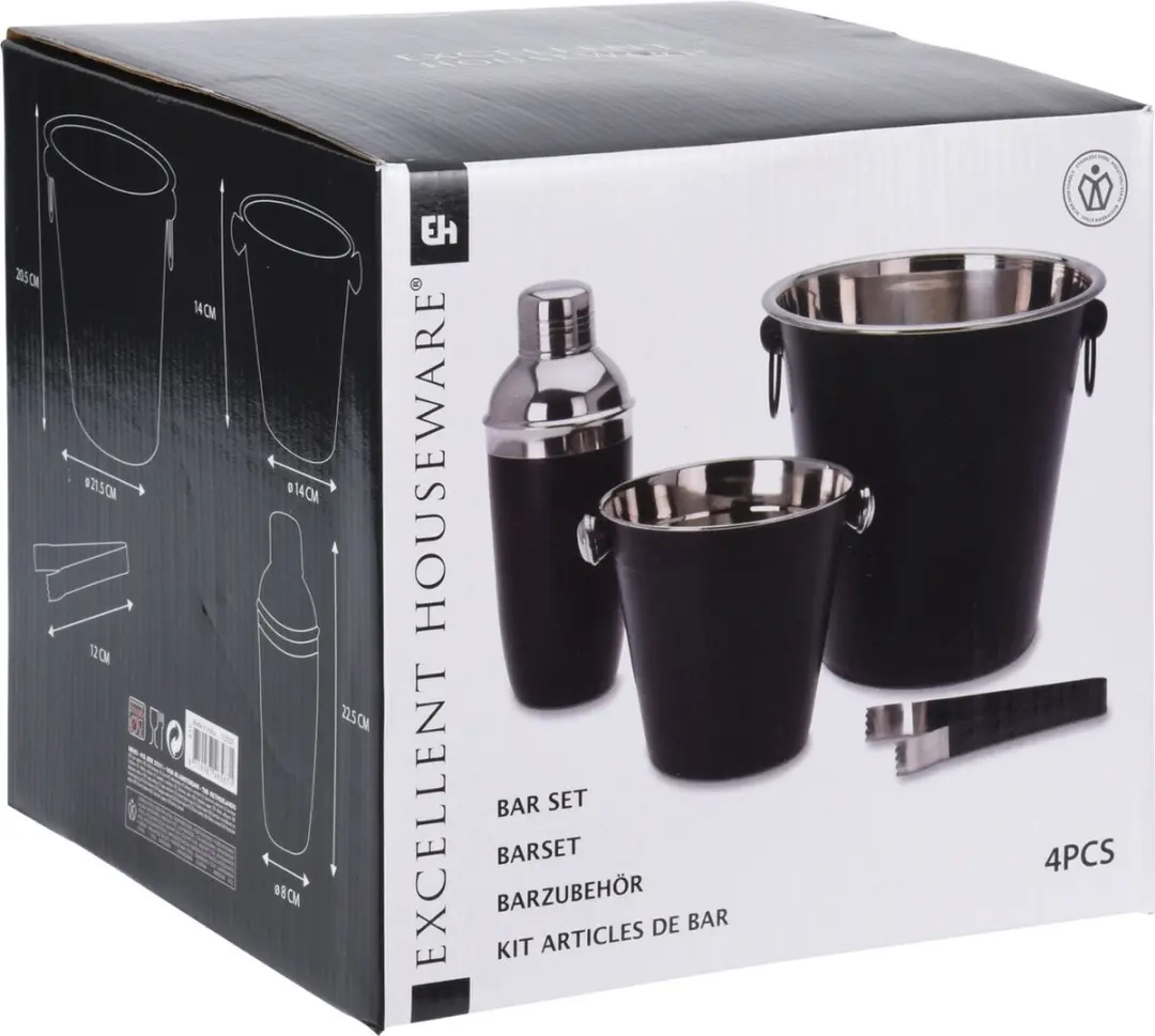 Excellent Houseware Cocktailset 4-delig RVS - Mat zwart - afbeelding 4 van 6