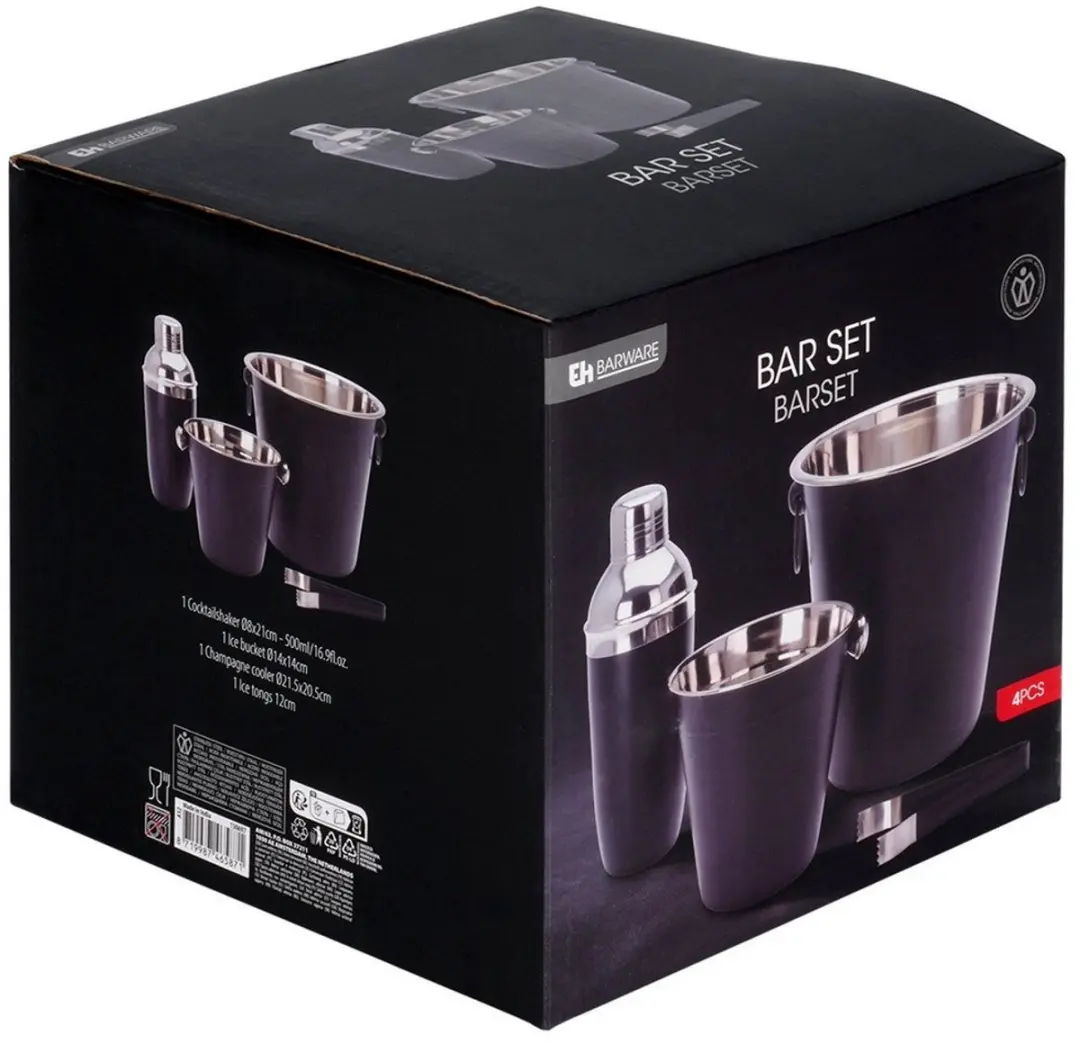 Excellent Houseware Cocktailset 4-delig RVS - Mat zwart - afbeelding 6 van 6