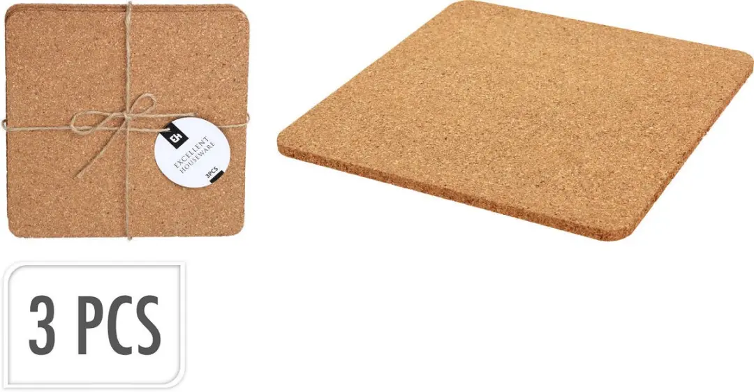 Excellent Houseware Onderzetters Kurk - Set van 3 - afbeelding 4 van 4