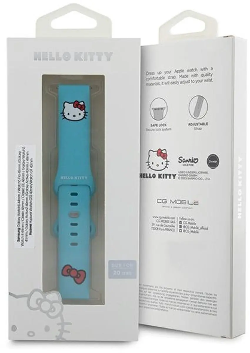 Hello Kitty-Bandje 20 Mm Voor Apple Watch 38/40/41 Mm, Siliconen Met Kattenmotief. - afbeelding 3 van 5