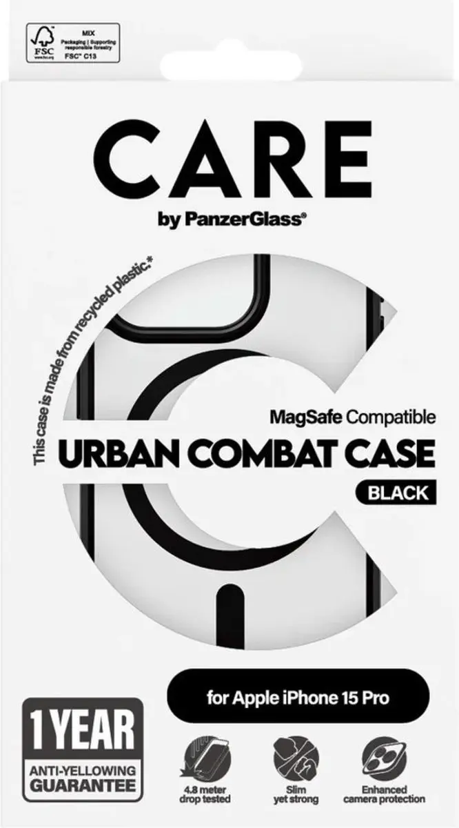 PanzerGlass CARE Urban Combat Hoesje iPhone 15 Pro - Zwart - afbeelding 2 van 3