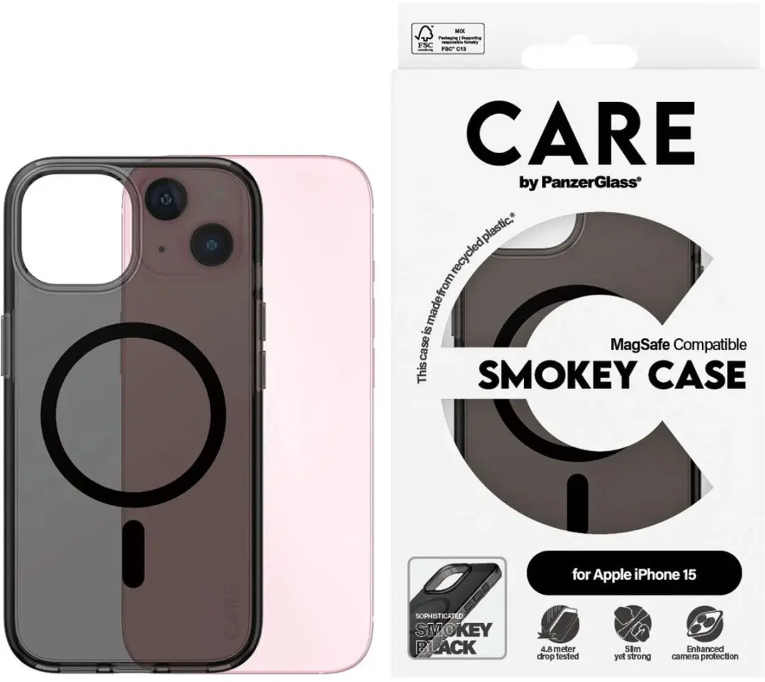 CARE by PanzerGlass Flagship Case Smokey Urban Combat iPhone 15 Hoesje - Zwart - afbeelding 4 van 6