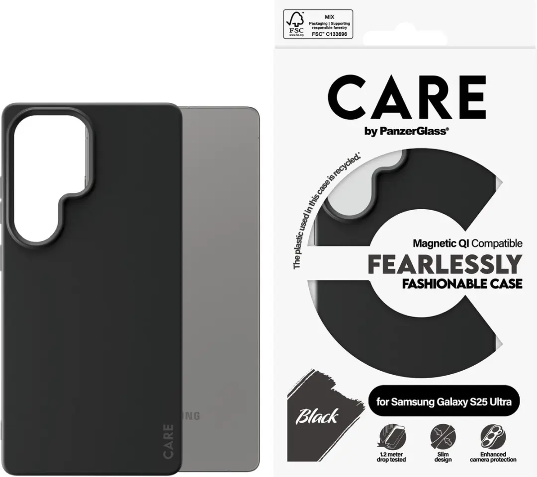 PanzerGlass CARE Fashionable Hoesje S25 Ultra - Qi - Zwart - afbeelding 4 van 6