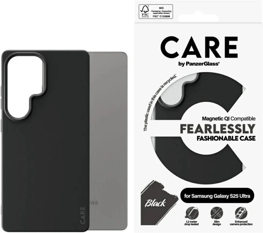 PanzerGlass CARE Fashionable Hoesje S25 Ultra - Qi - Zwart - afbeelding 6 van 6