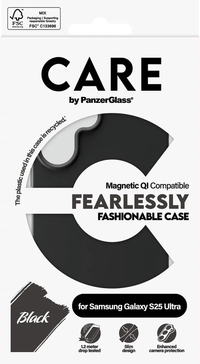 PanzerGlass CARE Fashionable Hoesje S25 Ultra - Qi - Zwart - afbeelding 3 van 6