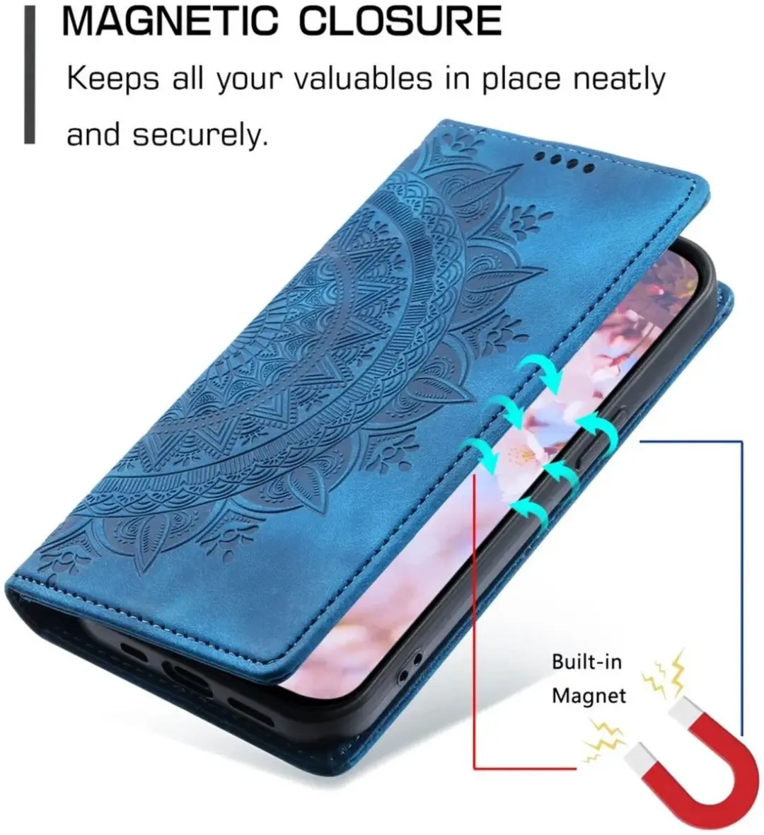Hoesje Mandala Book Case Samsung Galaxy A16 - Blauw - afbeelding 6 van 6