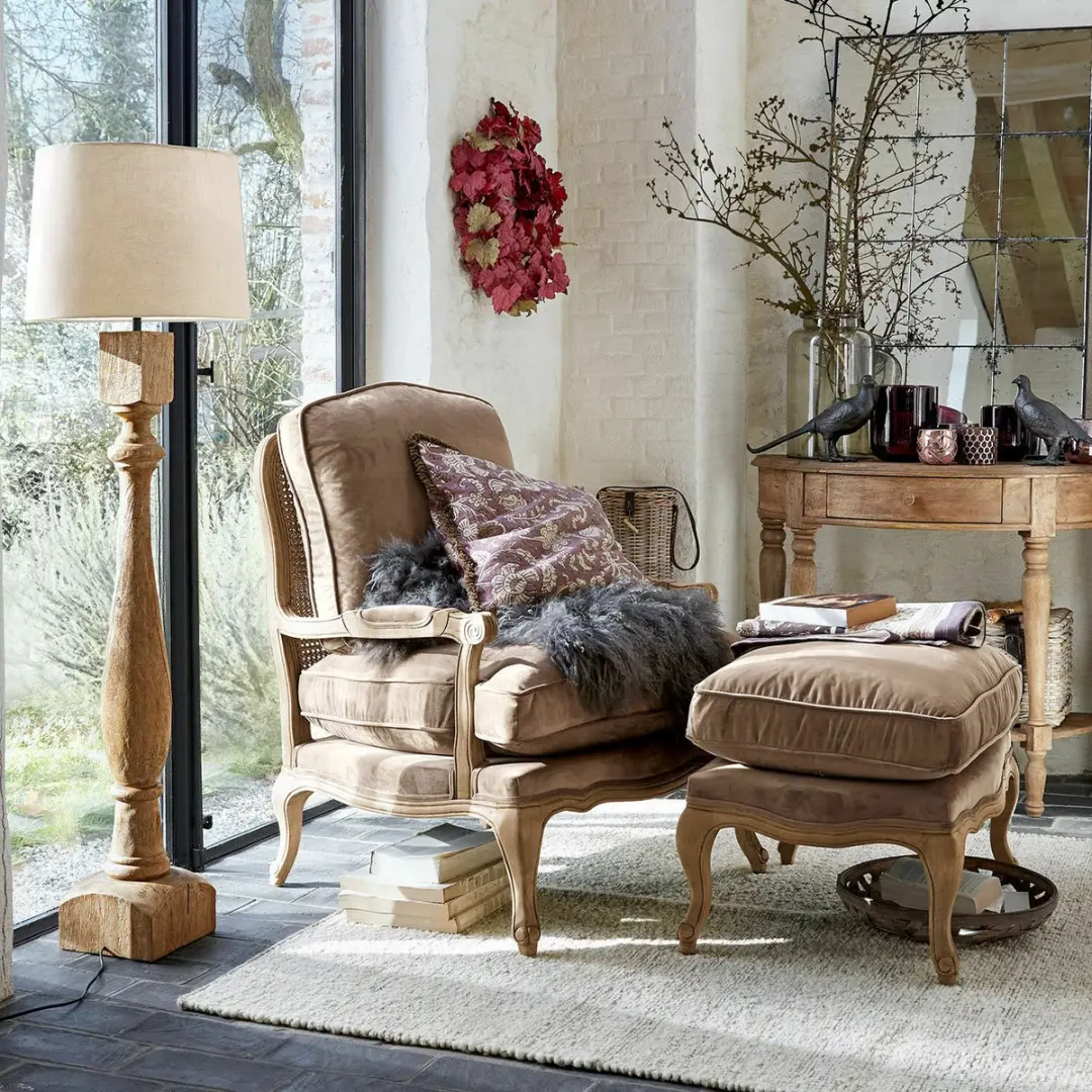 Loberon Corlay Voetenbank - Taupe/Bruin - afbeelding 6 van 6