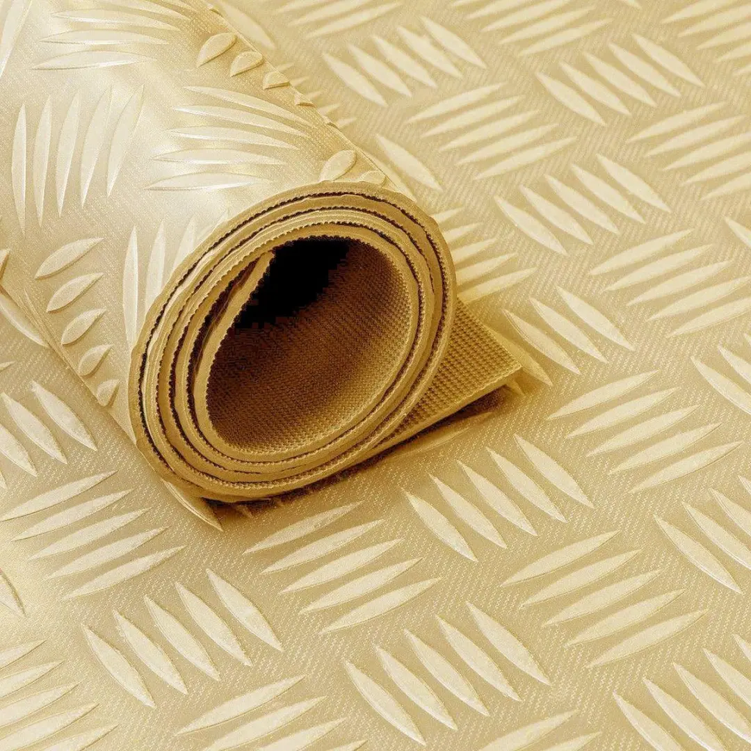 Rubber loper / rubbermat op rol Traanplaat 3mm beige