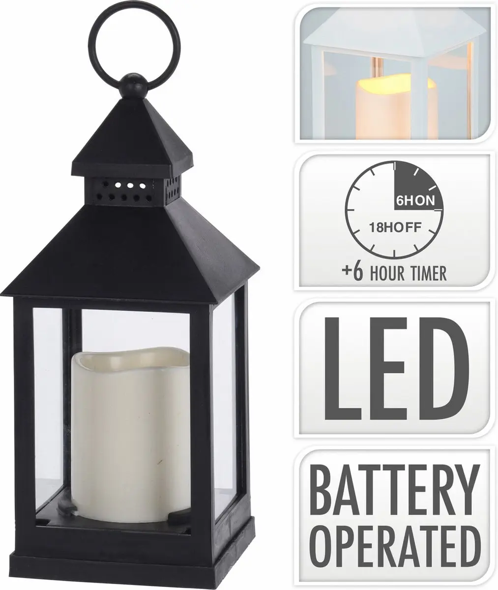 Excellent Houseware Lantaarn met LED Kaars 23cm