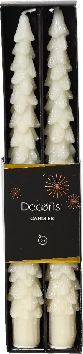 Dinerkaars wax d2.2h25 cm wolwit 2st kerst