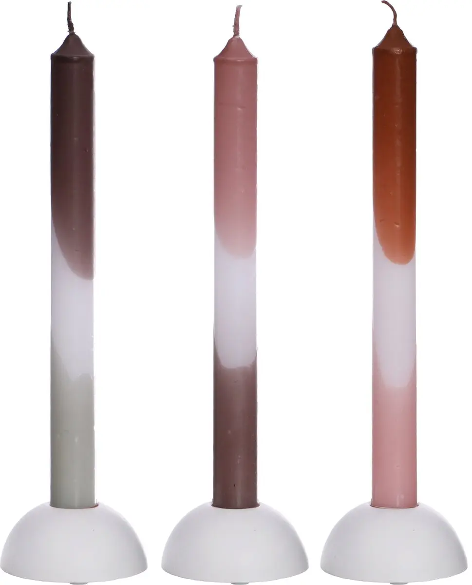 Dip Dye Candles Set 3 st. Pink/Olive