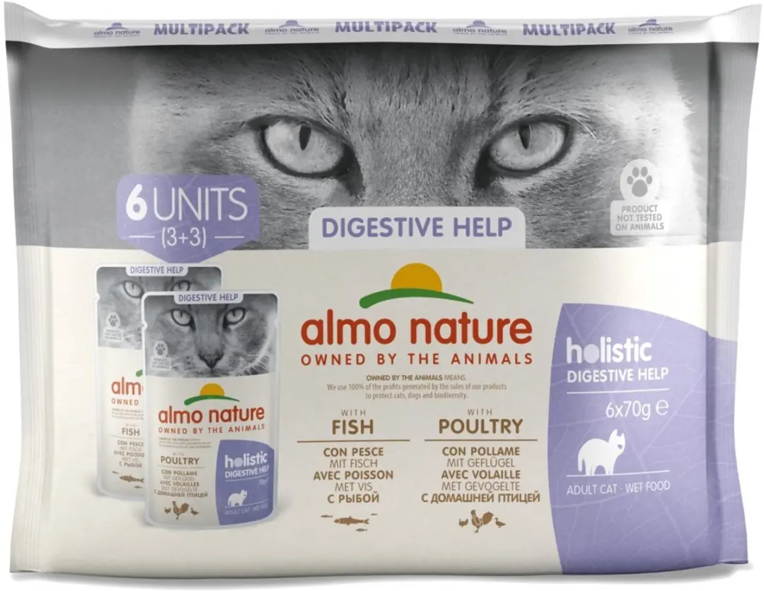 Almo Nature Holistic Natvoer Kat Vis en Gevogelte - 6 x 70g - afbeelding 4 van 6