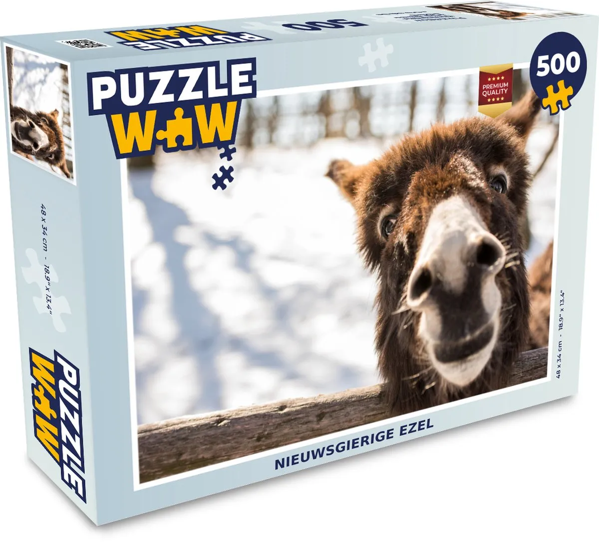 PuzzleWow Legpuzzel Nieuwsgierige Ezel 500 Stuks