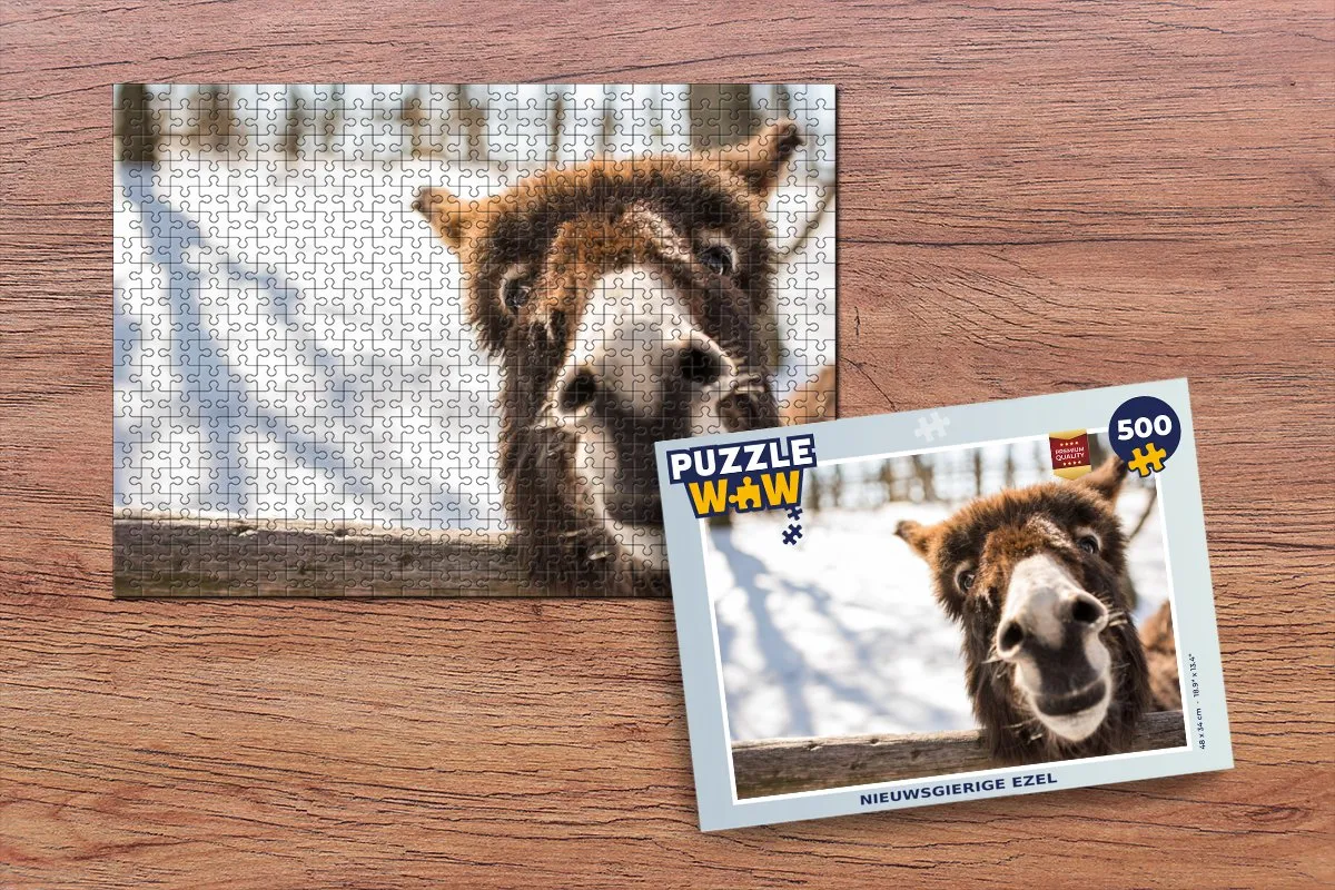 PuzzleWow Legpuzzel Nieuwsgierige Ezel 500 Stuks - Multicolor