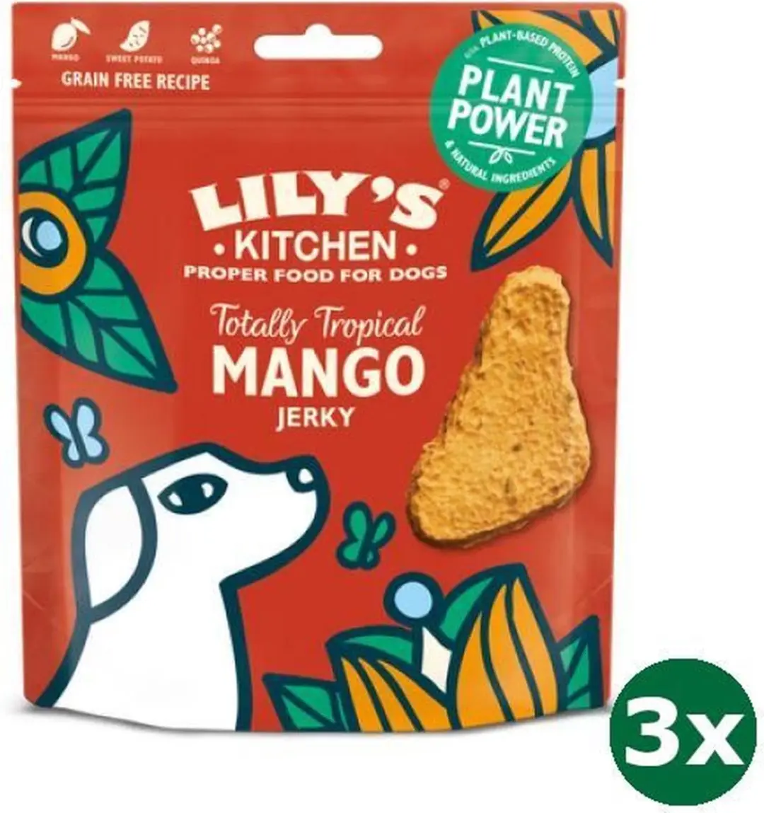 3x70 gr Lily's kitchen dog adult totally tropical mango jerky hondensnack