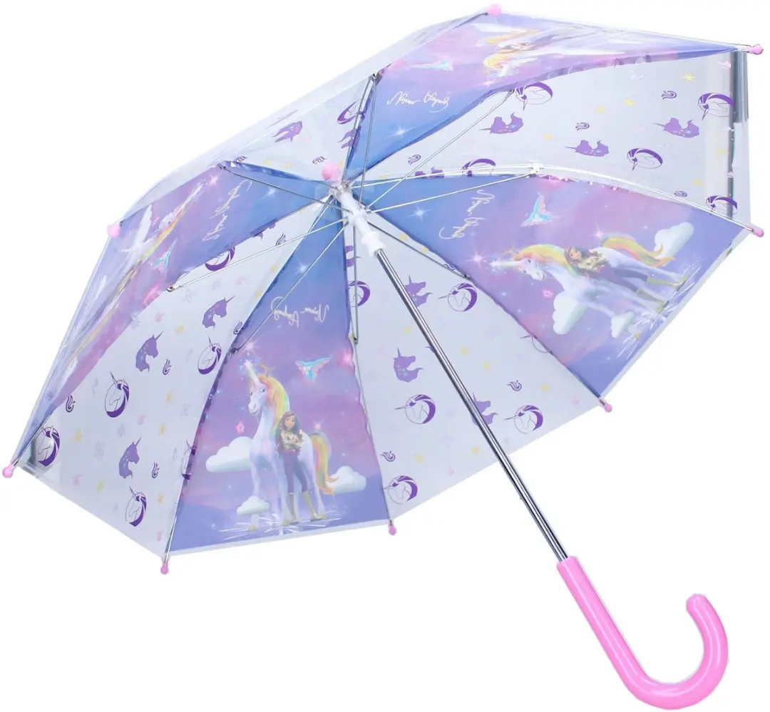 Unicorn Academy Rainy Days Kinderparaplu - Paars/Transparant - afbeelding 4 van 6