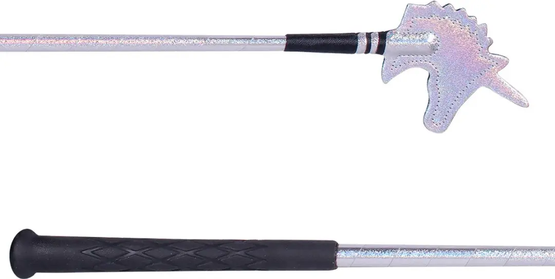 QHP Rijzweep Eenhoorn - Glitter Zilver - 65 CM - afbeelding 2 van 4