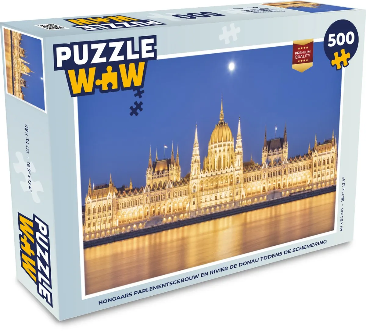 PuzzleWow Hongaars Parlementsgebouw Donau Schemering - Legpuzzel 500 Stuks - Multicolor