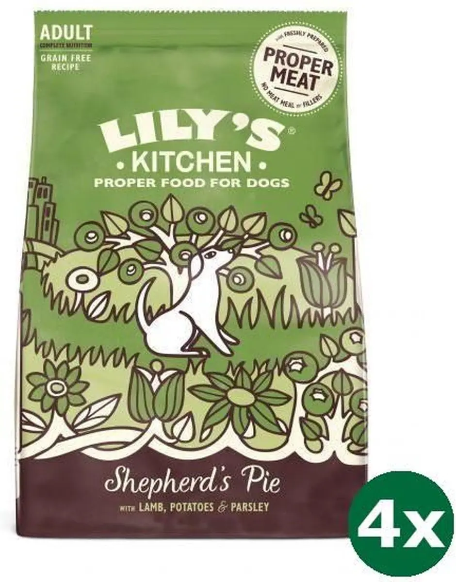 4x1 kg Lily's kitchen dog adult lamb shepherd's pie hondenvoer