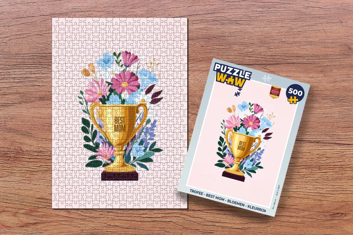 PuzzleWow Trofee Best Mom Bloemen Legpuzzel 500 Stuks