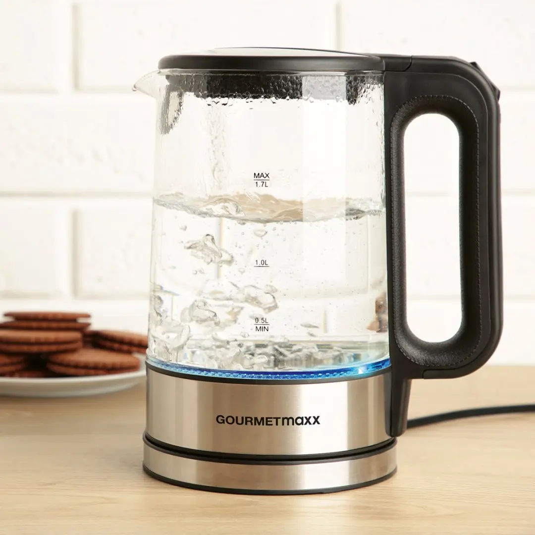 Gourmetmaxx Glaskoker LED 1.7l 2200W - RVS/Zwart - afbeelding 3 van 6