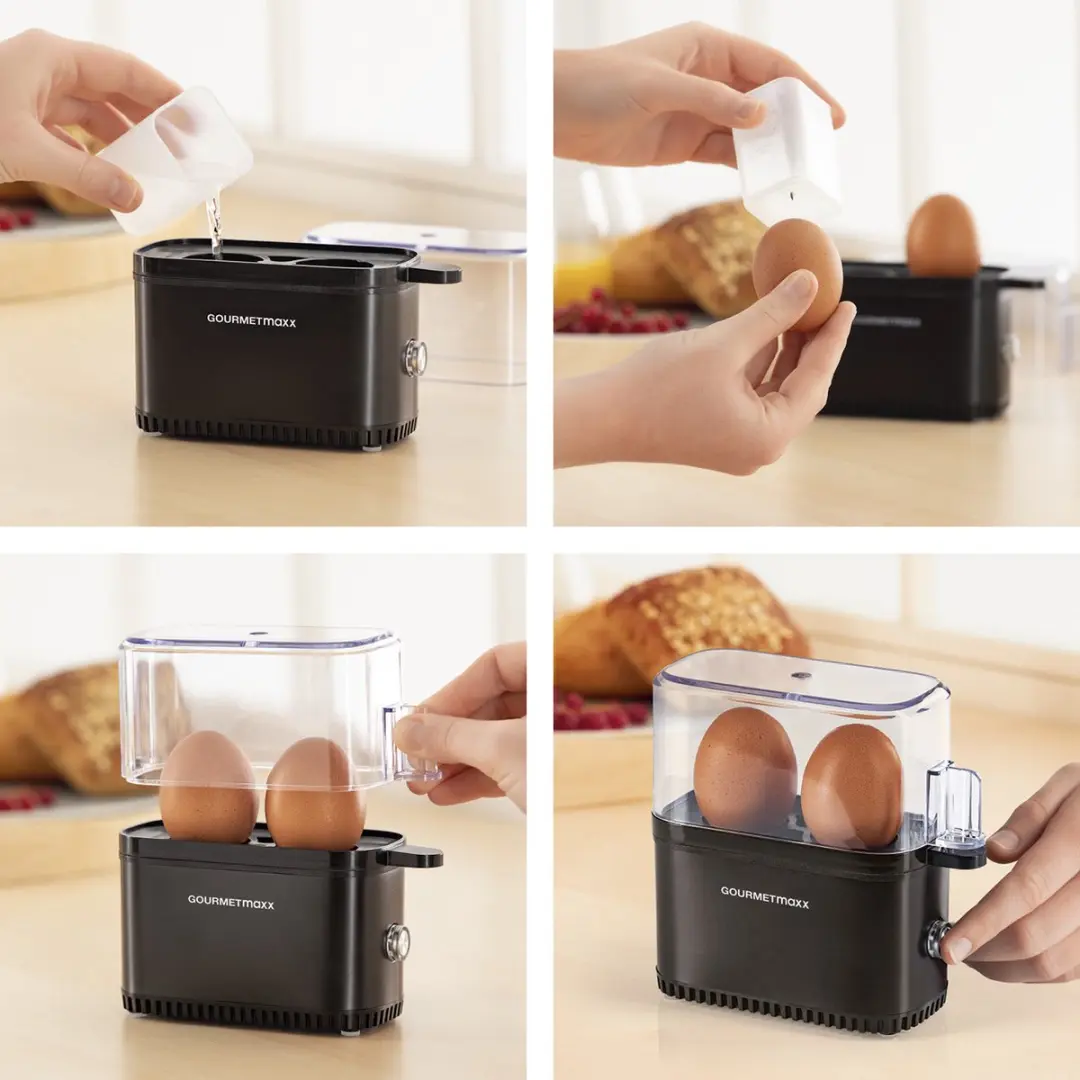 Gourmetmaxx Compact 2.0 Eierkoker - 250W - Zwart Mat - afbeelding 5 van 6