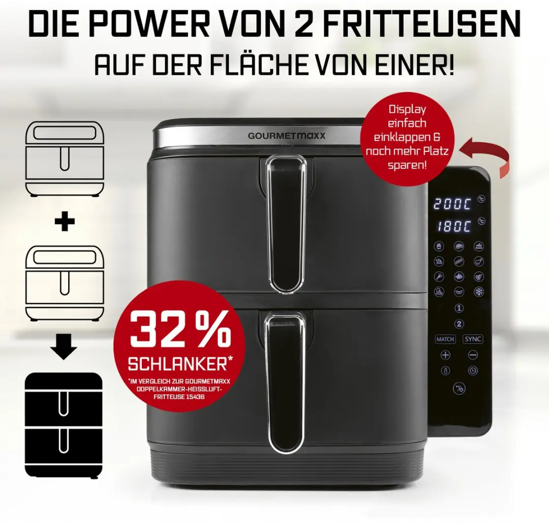 Gourmetmaxx FryUp Vertical 15305 Airfryer 10L - 2800W - afbeelding 2 van 6