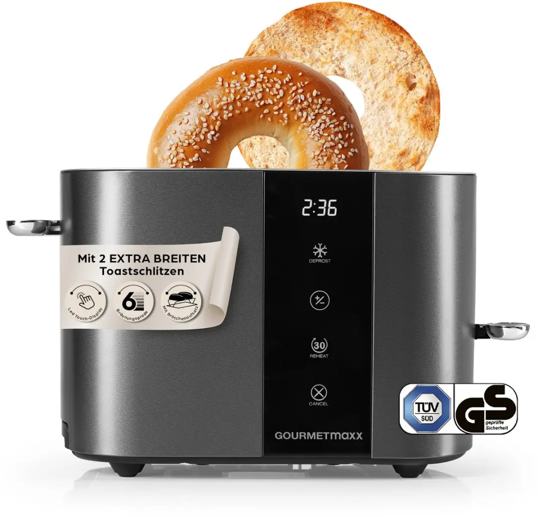 GOURMETmaxx broodrooster met korte sleuf voor 2 sneetjes
