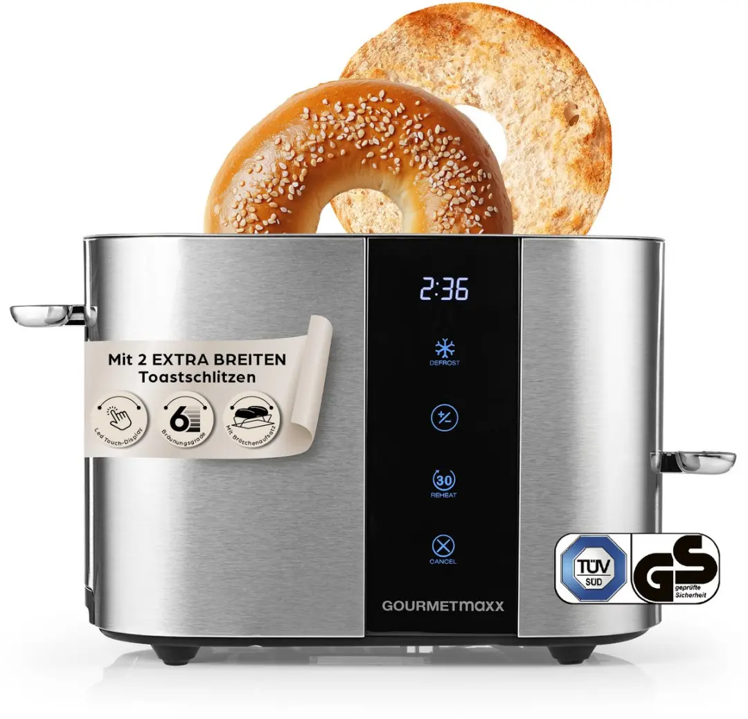 GOURMETmaxx broodrooster met korte sleuf voor 2 sneetjes