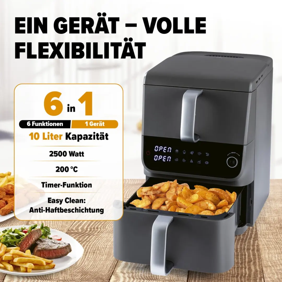 GourmetMaxx 16404 Heteluchtfriteuse - 10 l - 2500W - afbeelding 2 van 6