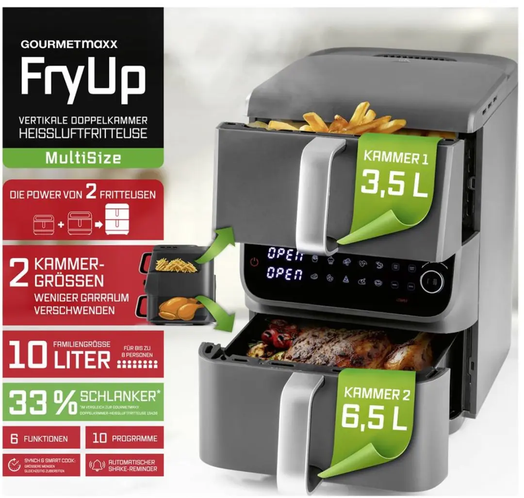 GourmetMaxx 16404 Heteluchtfriteuse - 10 l - 2500W - afbeelding 3 van 6