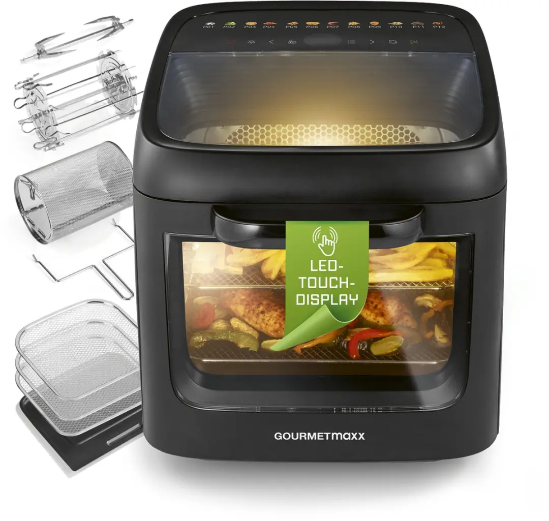 GOURMETmaxx heteluchtoven met panoramadak en voorruit 12,5 l