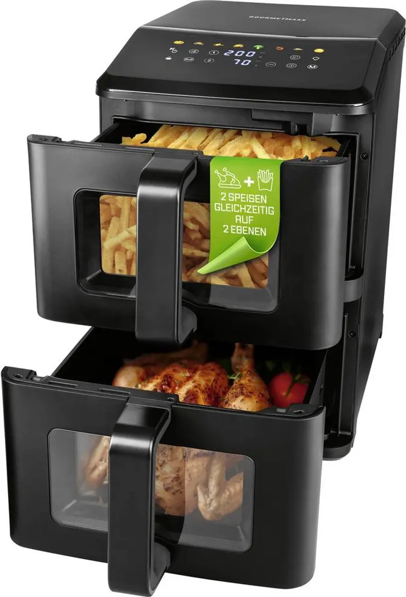 GourmetMaxx 19129 Airfryer 10 l Anti-aanbaklaag, BPA-vrij, CoolTouch-behuizing,