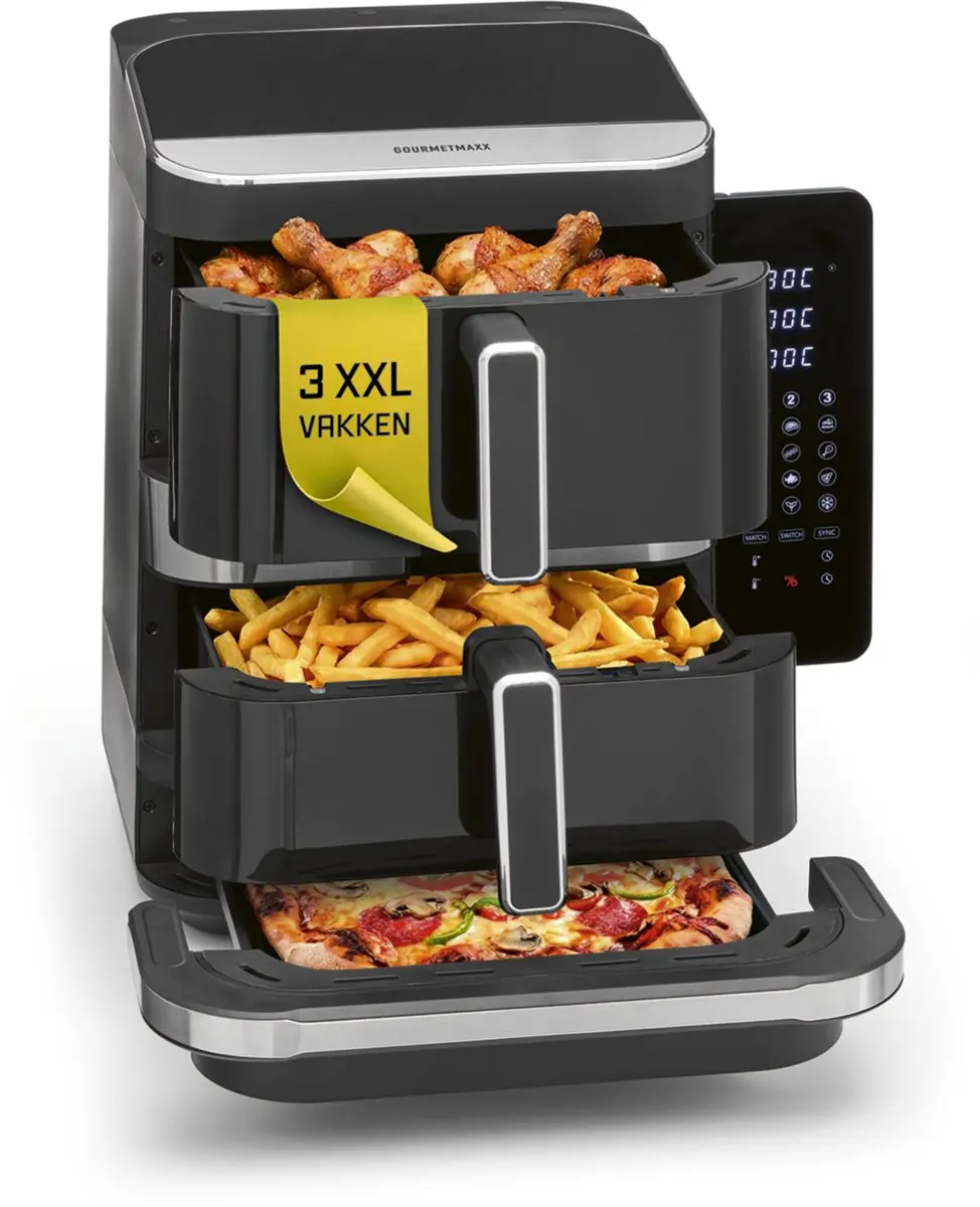 GOURMETmaxx FryUp3 Verticale heteluchtfriteuse 3 kamers
