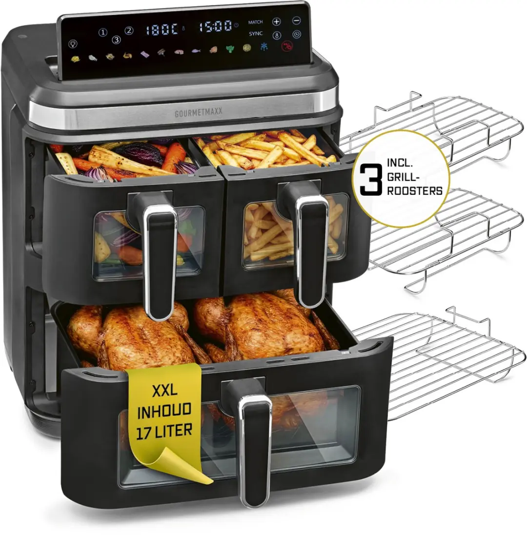 GOURMETmaxx FryUp3 Verticale heteluchtfriteuse 3 kamers