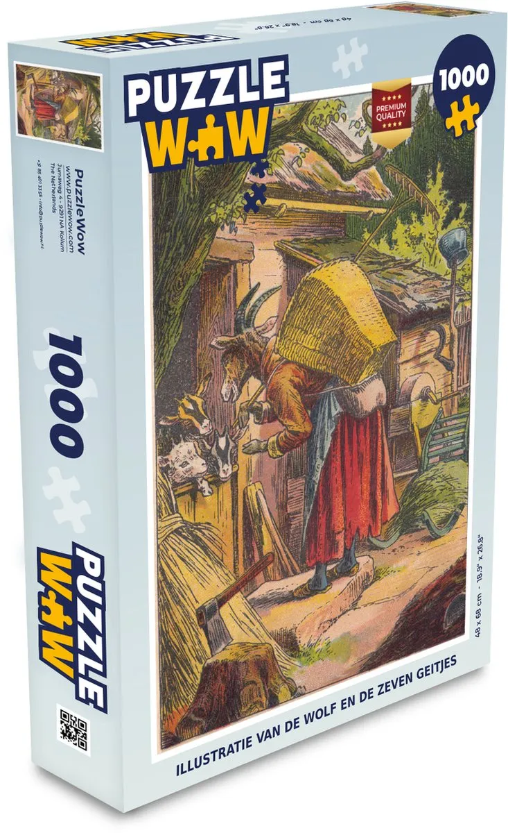PuzzleWow Legpuzzel Wolf en de Zeven Geitjes 1000 Stuks